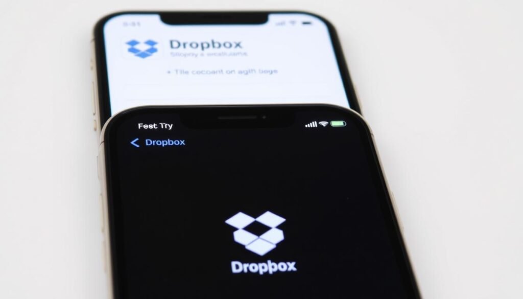 Gambar iPhone yang terhubung dengan Dropbox