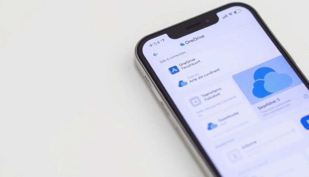 Gambar iPhone yang terhubung dengan OneDrive